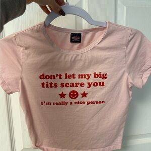 Gildan Light Pink Kids Tee with Red Print
